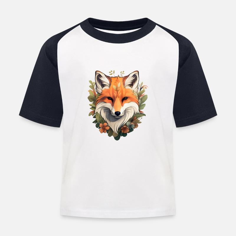 Fox's Head - Kids' Baseball T-Shirt - white/navy