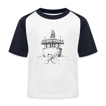 Schiff Eisbrecher frontal - Kinder Baseball T-Shirt - Weiß/Navy - Vorne