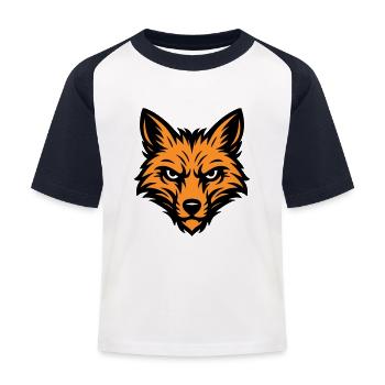 Animal à tête de renard - T-shirt baseball Enfant - blanc/marine - Devant