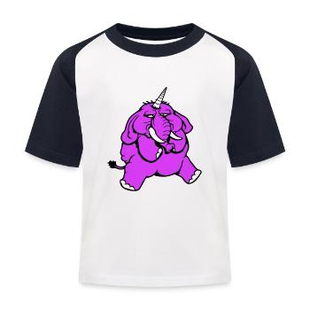 Unicorn, elephant, bad-tempered, angry, sad - Kids' Baseball T-Shirt - white/navy - Front
