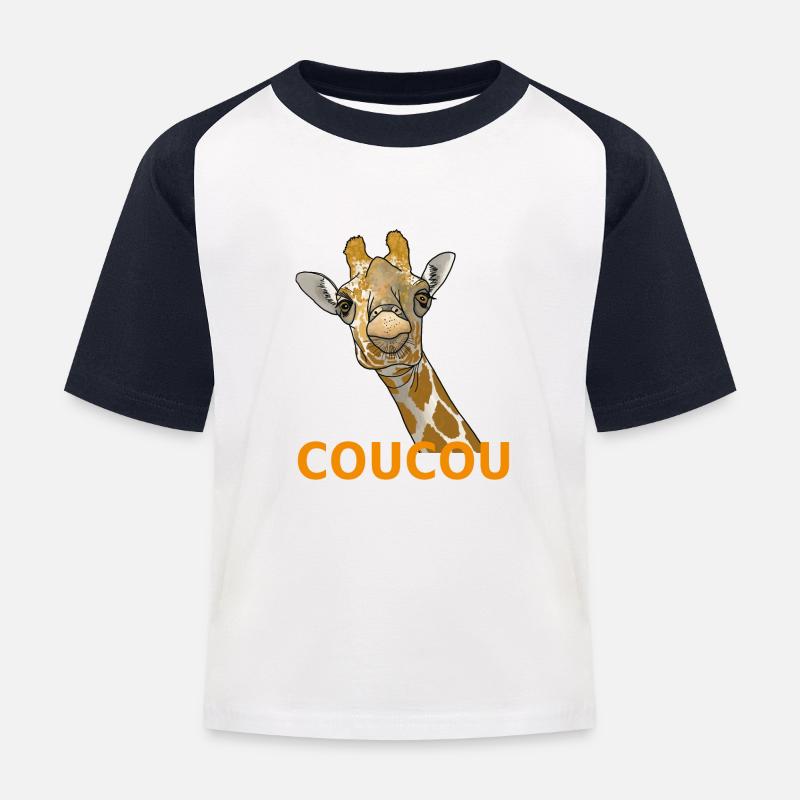 Coucou di giraffa - Maglietta da baseball per bambini - bianco/navy