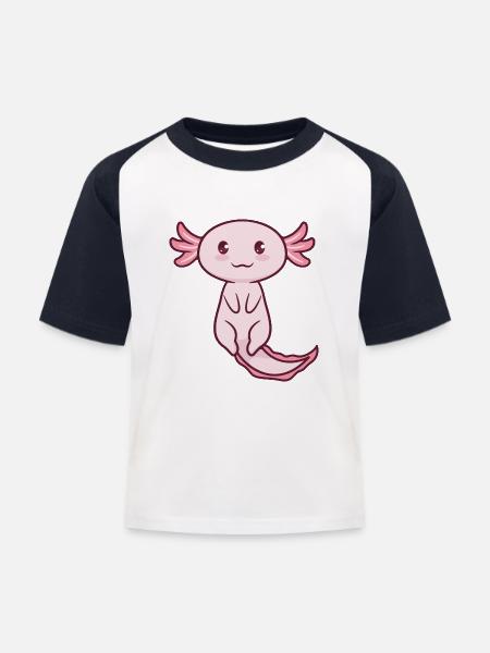 Axolotl Süß - Kinder Baseball T-Shirt - Weiß/Navy