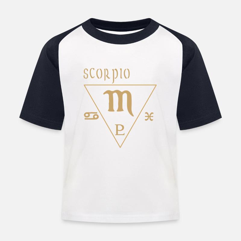 Skorpion - Kinder Baseball T-Shirt - Weiß/Navy