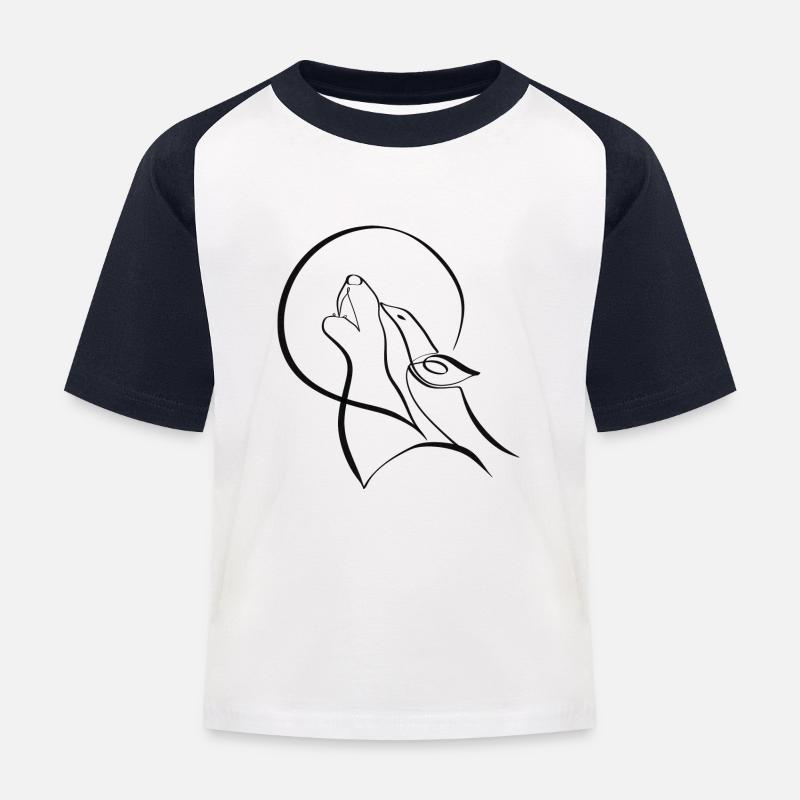 Minimalist wolf artwork - Kids' Baseball T-Shirt - white/navy