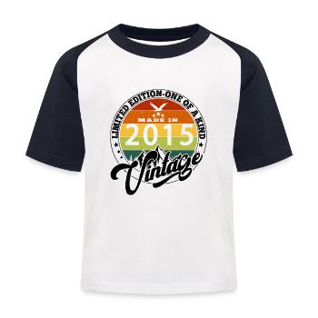 2015 Geburtstag Geboren im Jahr 2015 Jahrgang Retro. Editio - Kinder Baseball T-Shirt - Weiß/Navy - Vorne