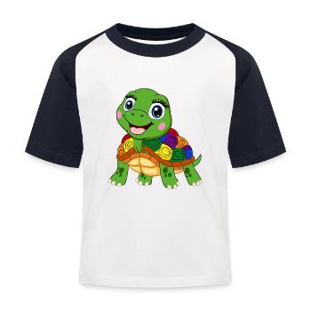 arc-en-ciel tortue lgbt tank animal lgbtqia - T-shirt baseball Enfant - blanc/marine - Devant