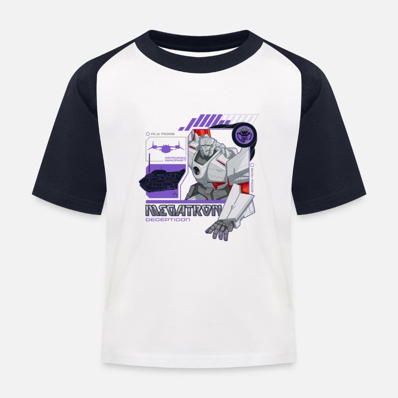 Transformers Earth Spark Megatron Decepticon - Maglietta da baseball per bambini - bianco/navy
