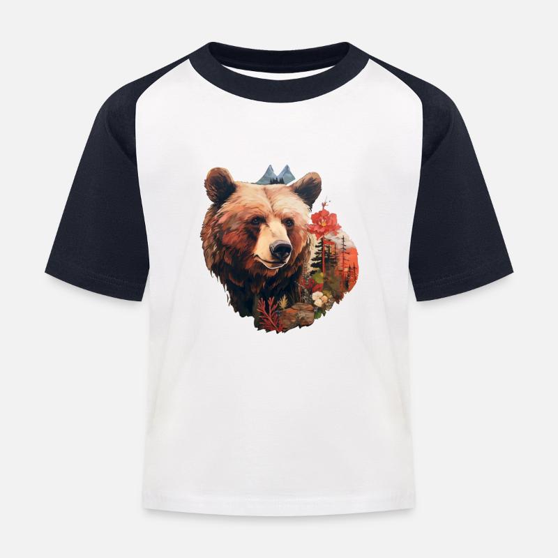Ours à l’état sauvage - T-shirt baseball Enfant - blanc/marine