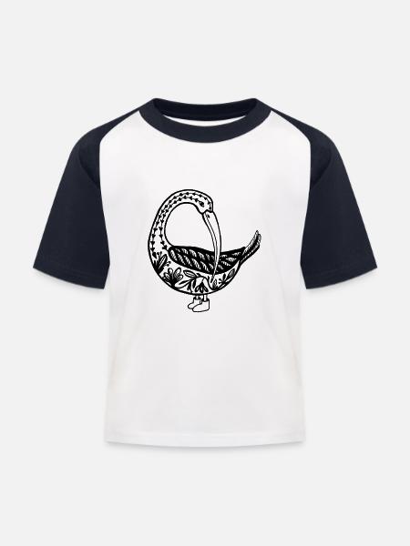 Gans blumig - Kinder Baseball T-Shirt - Weiß/Navy