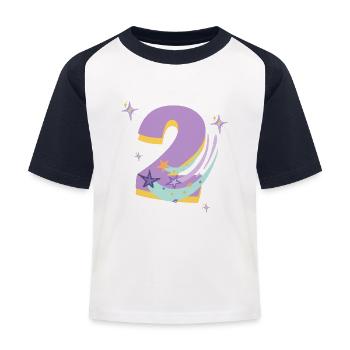 2. Geburtstag (Geschenk von 2 Jahren) - Kinder Baseball T-Shirt - Weiß/Navy - Vorne