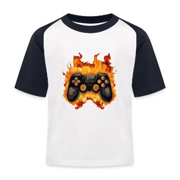 Manette de jeu - T-shirt baseball Enfant - blanc/marine - Devant