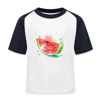 Watermelon Splash - Kids' Baseball T-Shirt - white/navy - Front