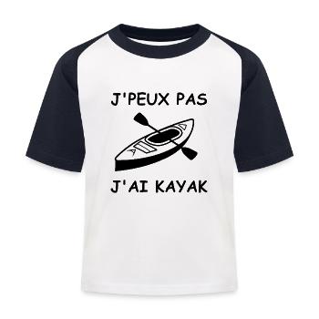 J'peux pas j'ai kayak - T-shirt baseball Enfant - blanc/marine - Devant