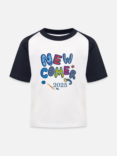 Newcomer Einschulung - Kinder Baseball T-Shirt - Weiß/Navy