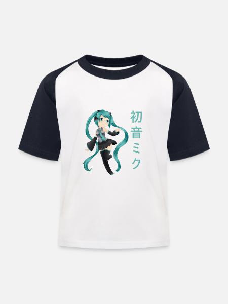 Hatsune Miku - Kinder Baseball T-Shirt - Weiß/Navy
