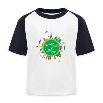 Travell-Well Travell-Souvent - T-shirt baseball Enfant - blanc/marine - Devant