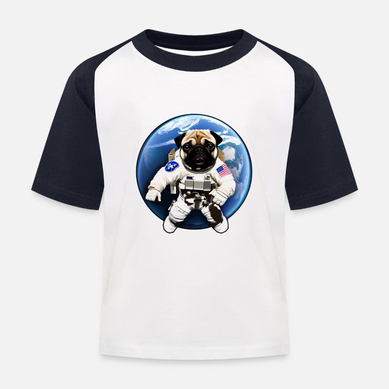 Carlin dans l’espace - T-shirt baseball Enfant - blanc/marine