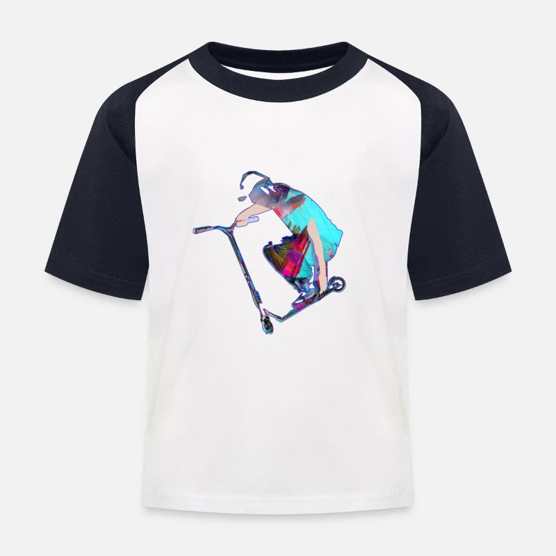 Stuntscooter,Trickscooter,tricks,cascade,e-scooter,s - T-shirt baseball Enfant - blanc/marine