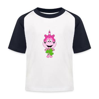 EINHORN - KLEEBLATT - KIND - BABY - Kinder Baseball T-Shirt - Weiß/Navy - Vorne
