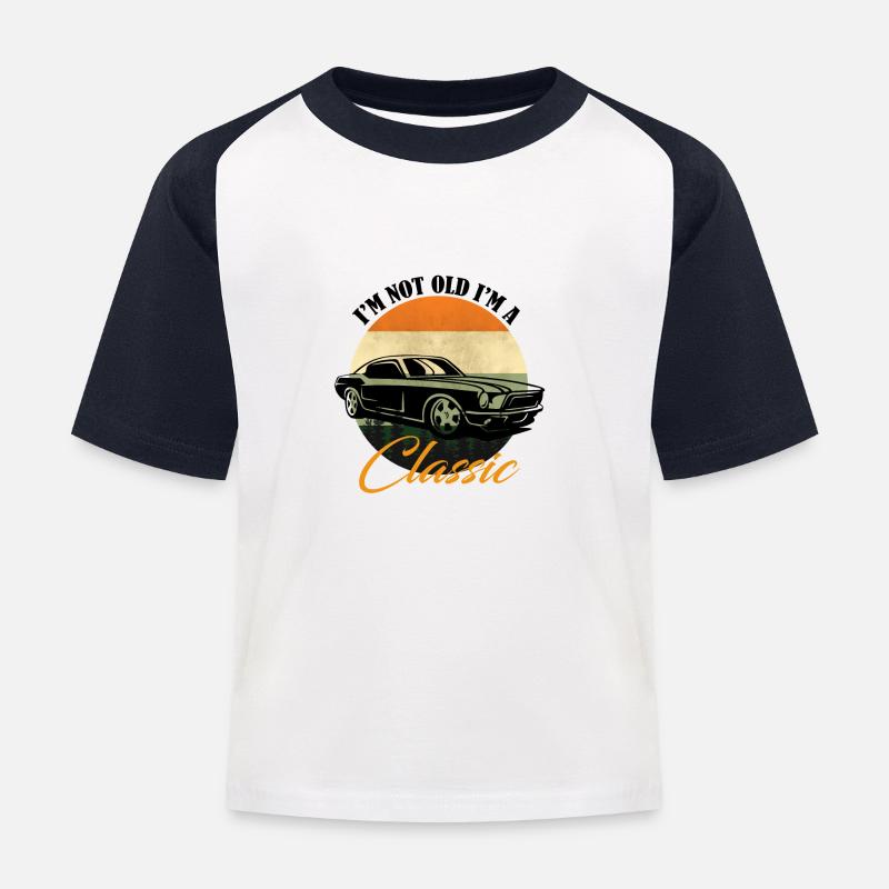 ICH BIN NICHT ALT, ICH BIN EIN KLASSIKER - Kinder Baseball T-Shirt - Weiß/Navy