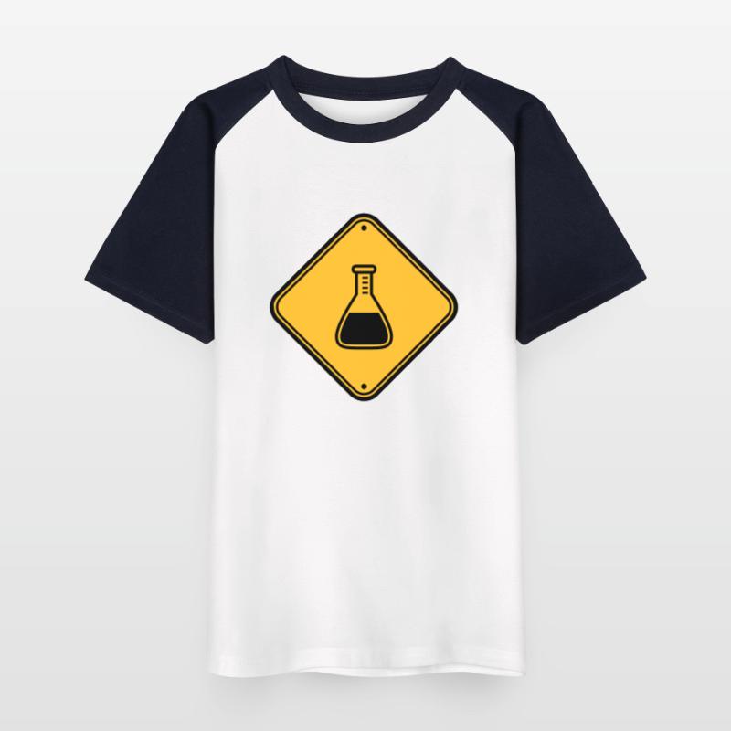 caution science shield note caution flues Kids' Baseball T-Shirt