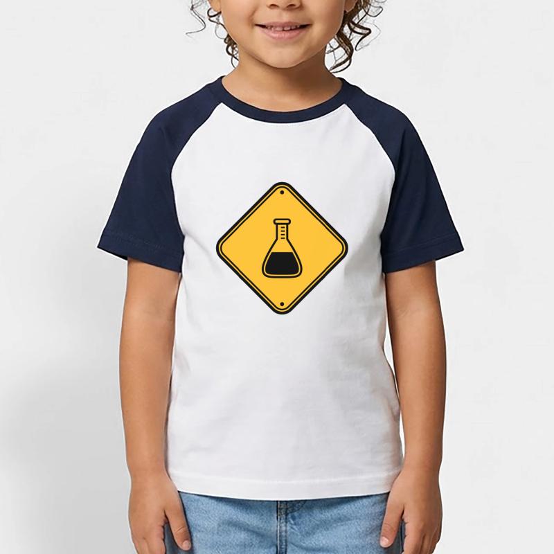 caution science shield note caution flues Kids' Baseball T-Shirt