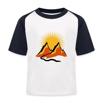 Schöne Berge Wanderweg Sonne - Kinder Baseball T-Shirt - Weiß/Navy - Vorne