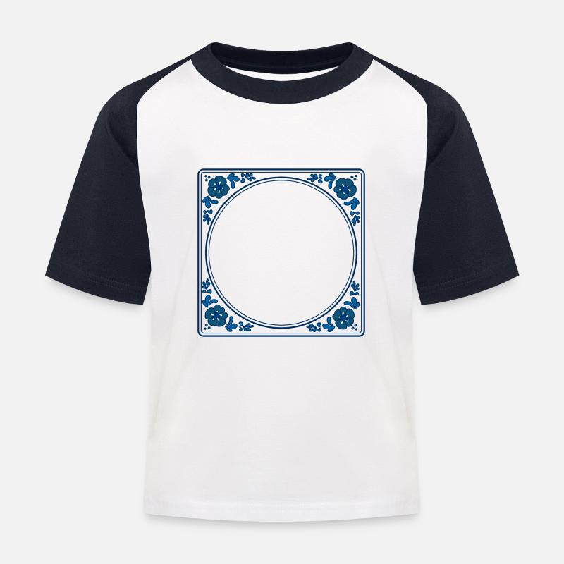 Empty Tile own text - Delft Blue - Kids' Baseball T-Shirt - white/navy