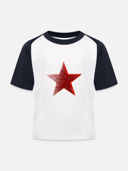 Roter Stern - Kinder Baseball T-Shirt - Weiß/Navy
