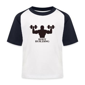 Bodybuilder mit Hanteln - Kinder Baseball T-Shirt - Weiß/Navy - Vorne