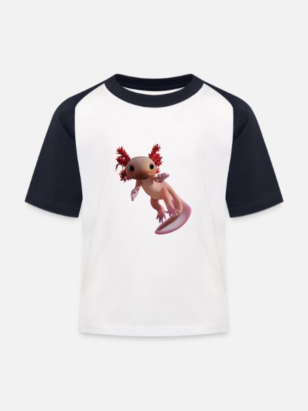 Axolotl - Kinder Baseball T-Shirt - Weiß/Navy