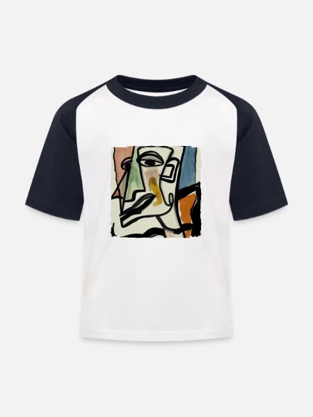 Brennpunkt - Kinder Baseball T-Shirt - Weiß/Navy