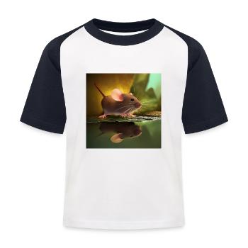 Eine Maus mit ihrem Spiegelbild - Kinder Baseball T-Shirt - Weiß/Navy - Vorne