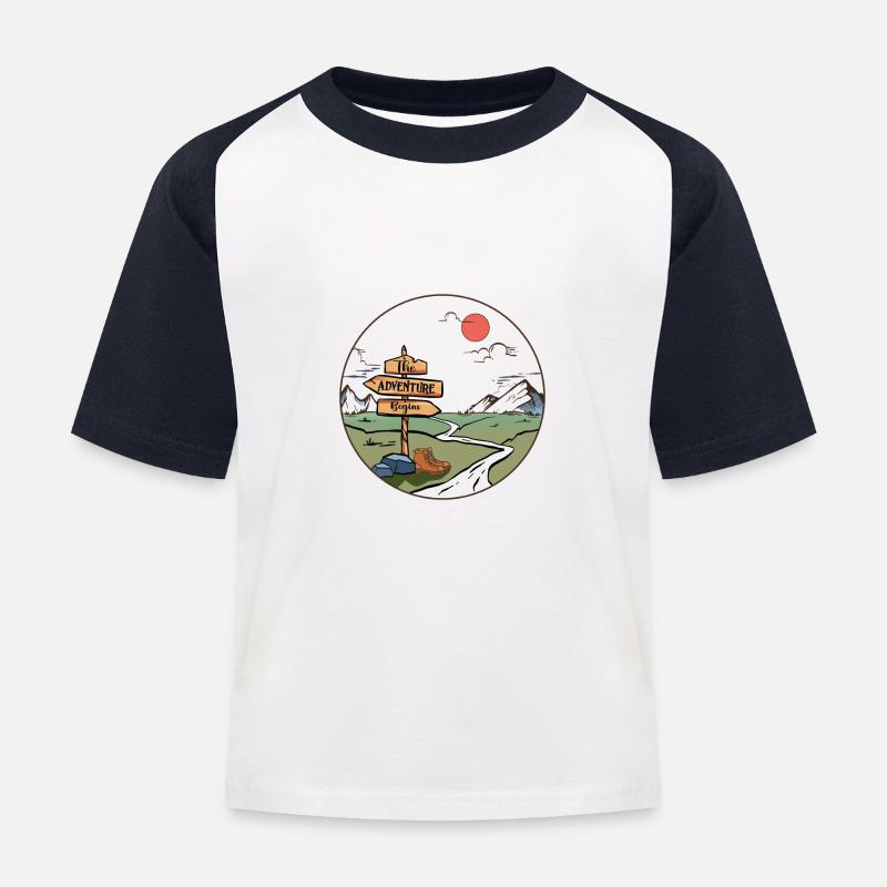 Das Abenteuer beginnt - Kinder Baseball T-Shirt - Weiß/Navy