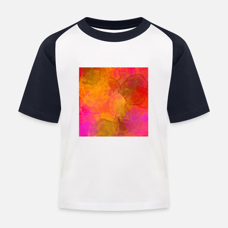 Fleck Design - Kinder Baseball T-Shirt - Weiß/Navy