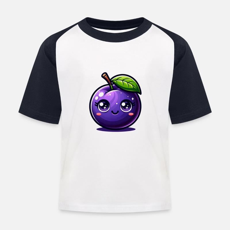 Violet prune - T-shirt baseball Enfant - blanc/marine