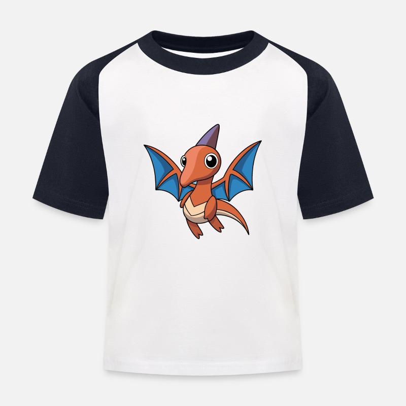 PTERANODON. DINOSAURIER - Kinder Baseball T-Shirt - Weiß/Navy