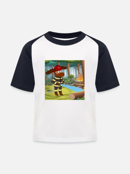 Eric als Feuerwehrmann - Kinder Baseball T-Shirt - Weiß/Navy