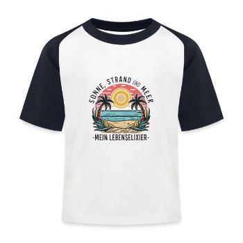 Sun, beach and sea - my elixir of life - Kids' Baseball T-Shirt - white/navy - Front