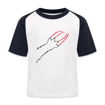 Cats, Claws, Paws, Paws, Claws, Scratches, Stripes - Kids' Baseball T-Shirt - white/navy - Front