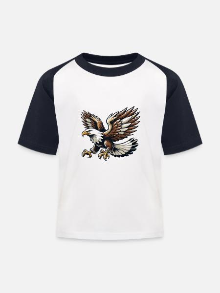 Adler - Kinder Baseball T-Shirt - Weiß/Navy