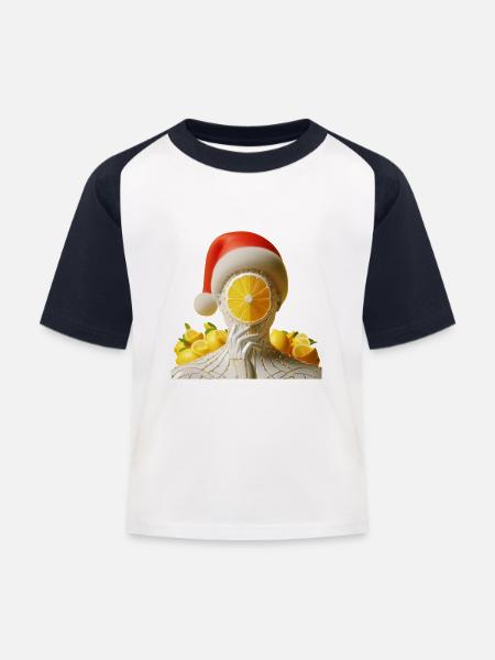 Cyber Santa Zitrone - Kinder Baseball T-Shirt - Weiß/Navy