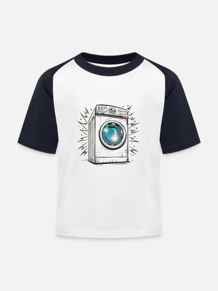 Waschmaschine - Kinder Baseball T-Shirt - Weiß/Navy