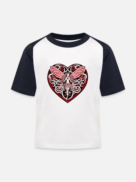 Keltisches Feenherz - Kinder Baseball T-Shirt - Weiß/Navy