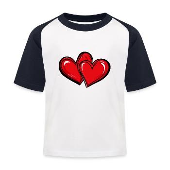 Symbole d’amour des cœurs - T-shirt baseball Enfant - blanc/marine - Devant
