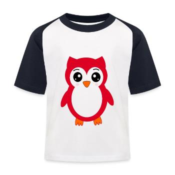 Owl red - Kids' Baseball T-Shirt - white/navy - Front