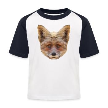 Fuchs Polygon - Kinder Baseball T-Shirt - Weiß/Navy - Vorne