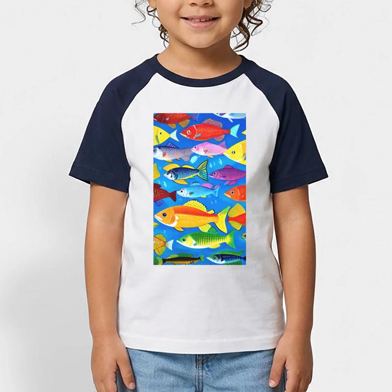 Fish | Pattern | Fish Patterns | Angler Kids' Baseball T-Shirt