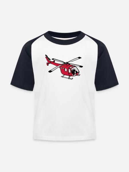 Helicopter - Kids' Baseball T-Shirt - white/navy