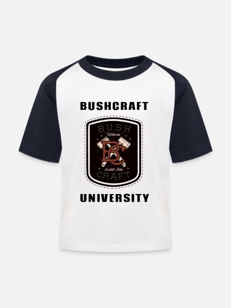 Bushcraft University - Kinder Baseball T-Shirt - Weiß/Navy